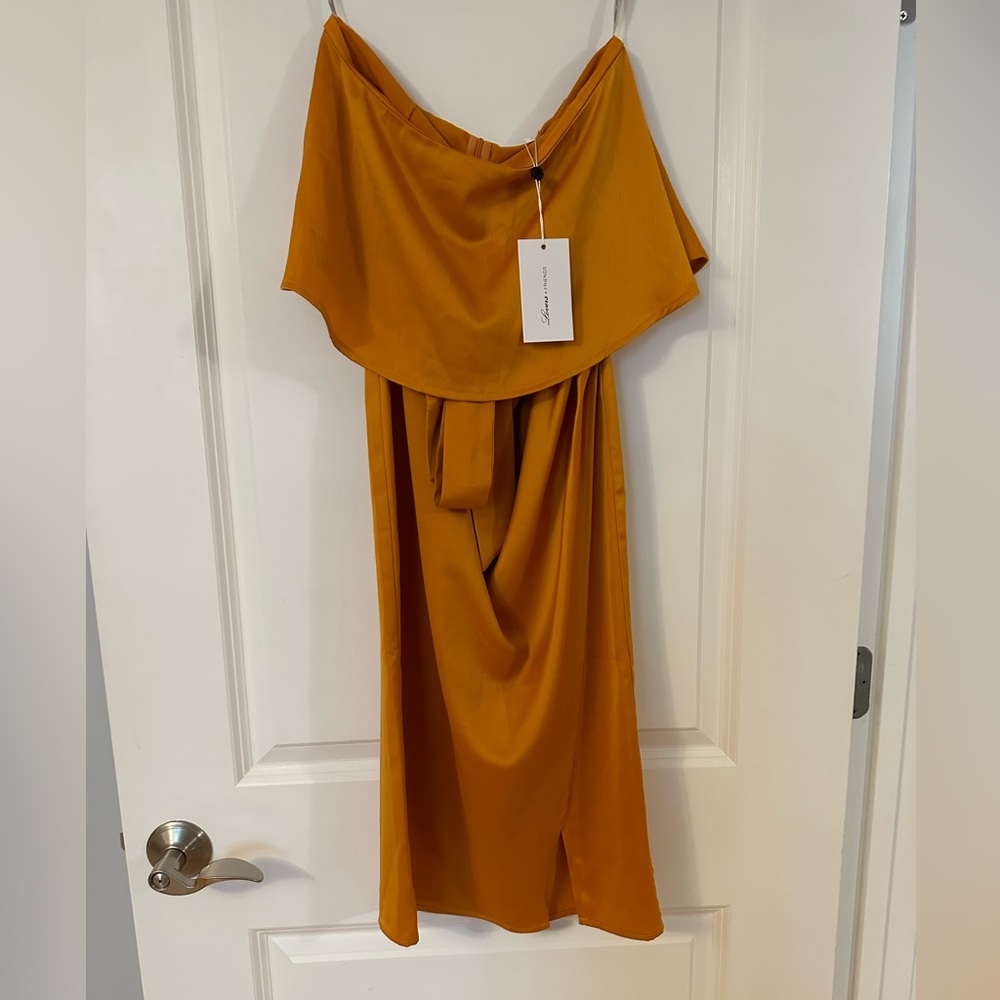 Lovers and friends strapless mustard dress